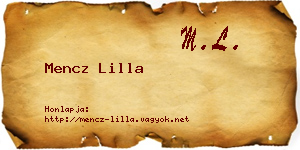 Mencz Lilla névjegykártya